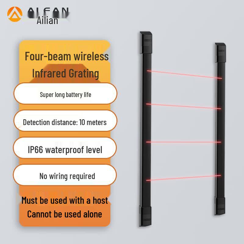 AILIAN Wireless 4-Beam Infrared Barrier Alarm