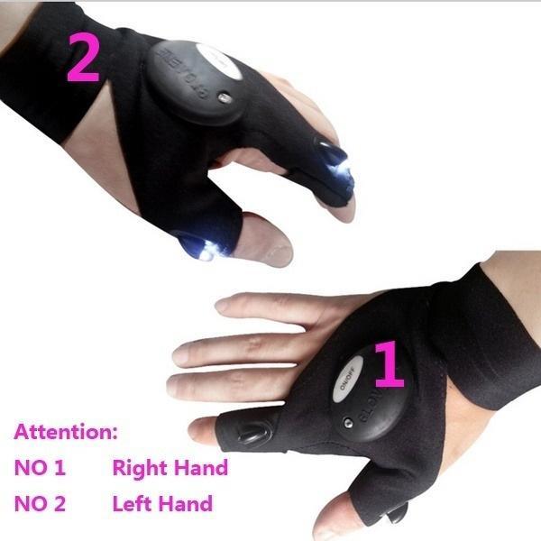 Finger Glove with LED Light Flashlight Tools Outdoor Gear Rescue Night Fishing
