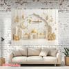 2D Elegant Ramadan Wall Decor, Gold Lantern & Mosque Silhouette Banner