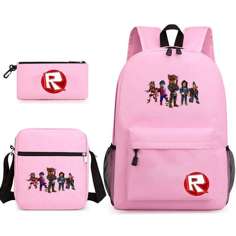 Large Capacity Schoolbag with Shoulder Strap; Student Three-piece Pencil Case Set