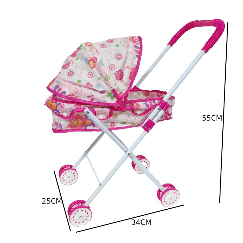 Foldable Children's Play Stroller Toy for Girls – Simulation Square Street Stall Design