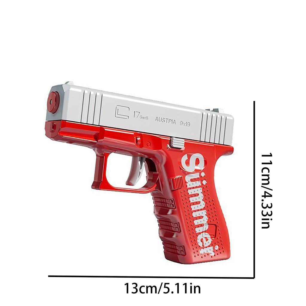 In summer, manually press the water gun to spray water with high pressure and long range, causing continuous water fights indoor