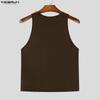 INCERUN Men Sleeveless Stitching Casual Fitted Tank Tops Basic Undershirts