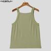 INCERUN Herren Träger Ärmellos Einfarbig Lässig Figurbetont Ripp Tanktops