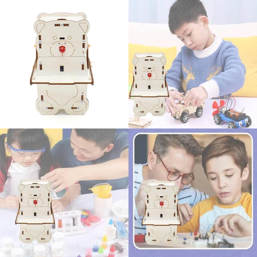 Intelligent Sensing Coin-eating Robot Diy Wood Material Science Experiment Toy For Elementary Students Ha-a03