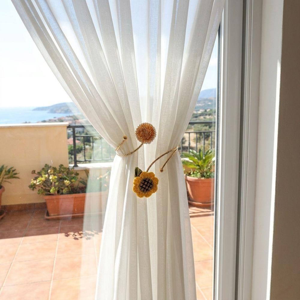 Metal Butterfly Sunflower Curtain Straps Fabric Sunflower Curtain Holders Living Room