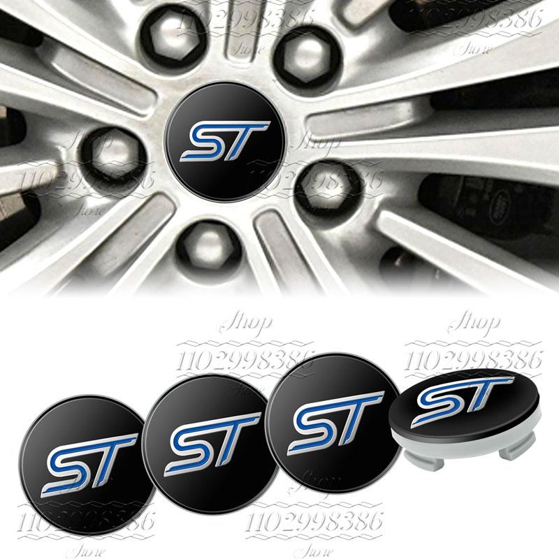 4Pcs Car Styling ST Emblem Wheel Center Hub Cover Sticker Rim Badge Accessories For Ford Focus Fiesta MK2 3 4 5 Kuga Mondeo Edge CVV1