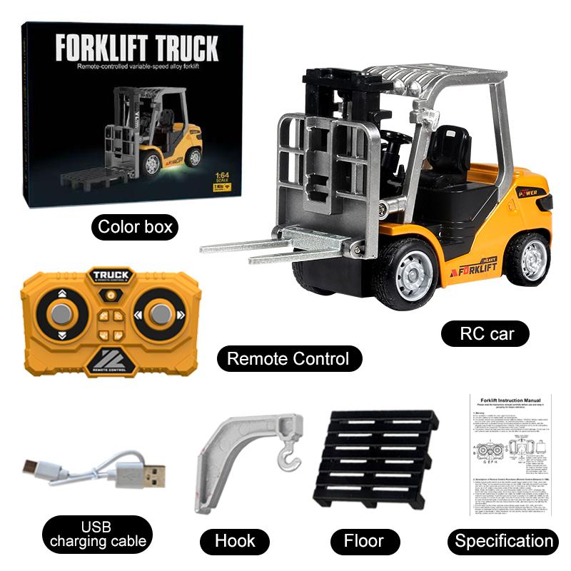 

1:64 Rc Excavator Alloy Engineering Vehicle Mini Remote Control Dump Truck 2.4G Forklift RC Car Desktop Toys for Children