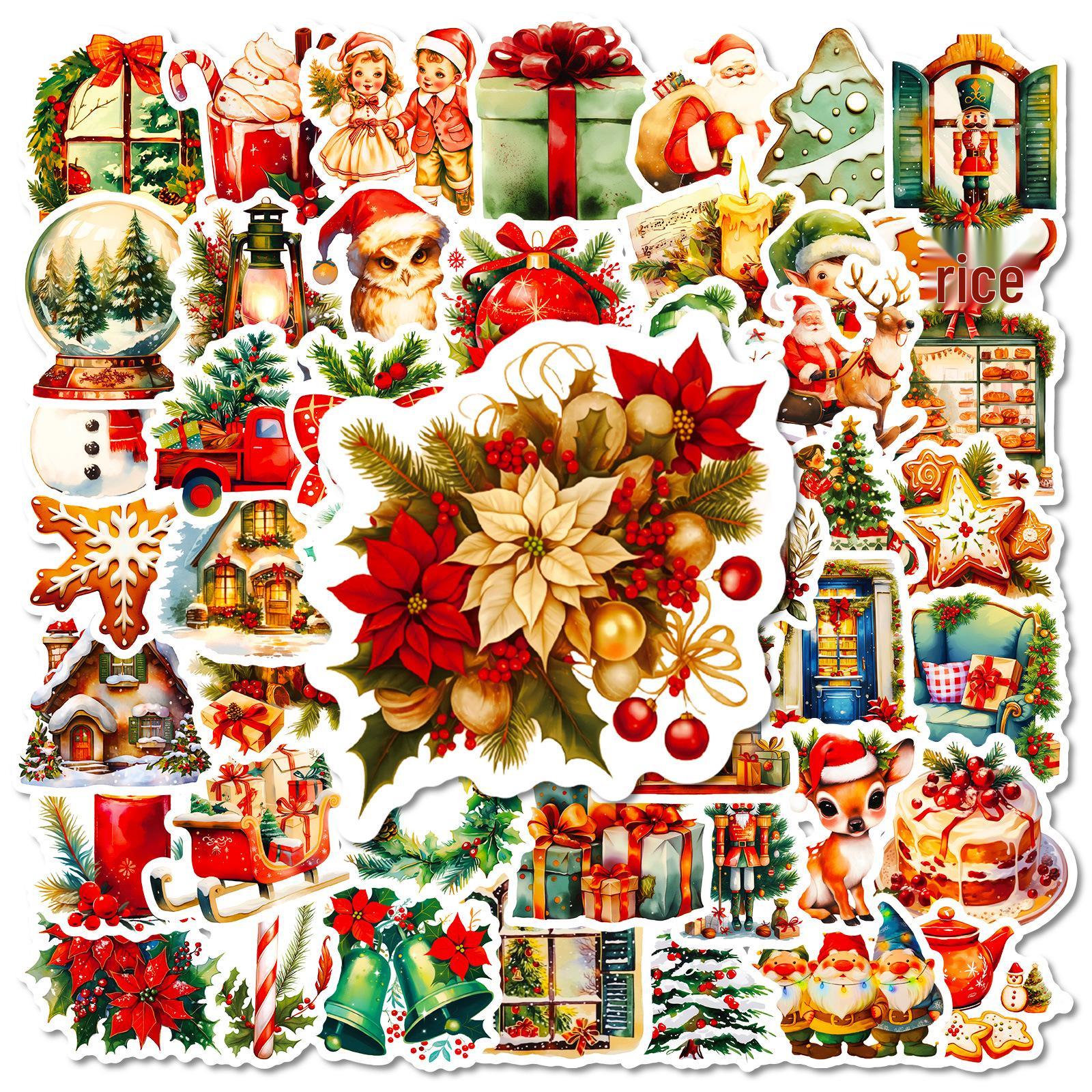 

50 Christmas Eve Family Atmosphere Cartoon Stickers for Suitcase, Laptop, or Decor