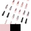 24Pcs/Set Quick Nails Black Butterfly Flame False Nials Sticker Wearable Waterproof Manicure Finished Nails