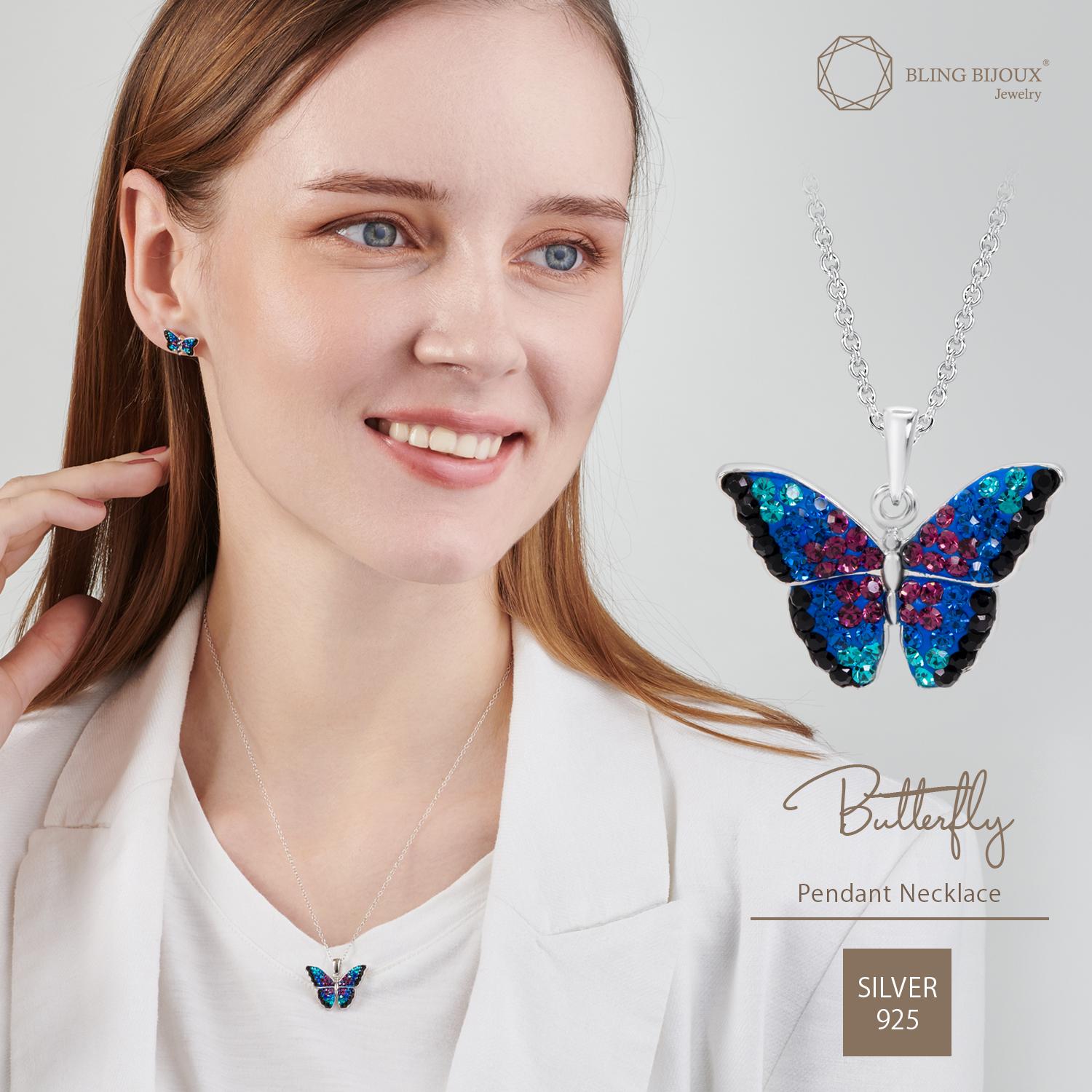 

Ожерелье с подвеской в ​​виде бабочки из чистого серебра 925 пробы и хрусталя для женщин и девочек с бесплатной подарочной коробкой