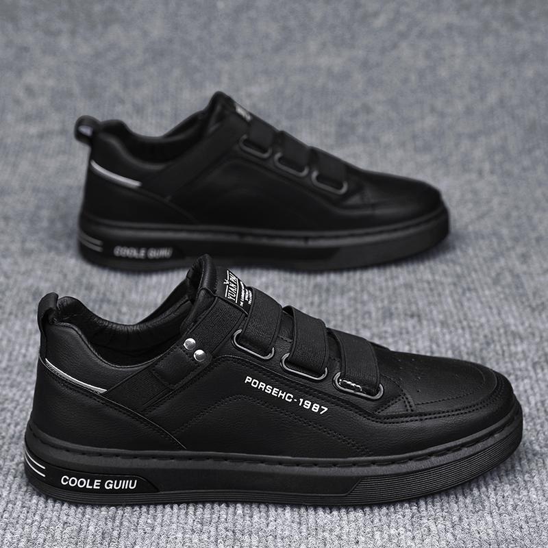 No shoelaces, new autumn little white board shoes, sports and leisure leather shoes, trendy shoes