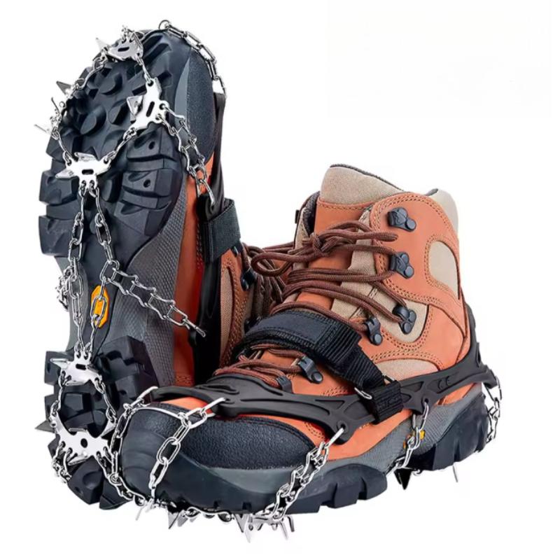 

[Stainless Steel Spikes] Crampons Ice Cleats - Stainless Steel Spikes for Anti-Slip Traction - Hiking, Fishing, Walking Black 24-34