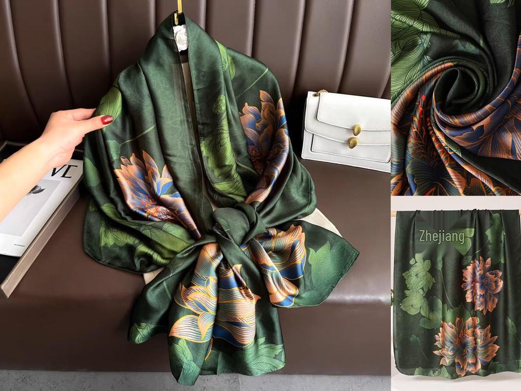 2024 Stylish Korean Brocade Silk Scarf for Women - Versatile Spring/Autumn Shawl