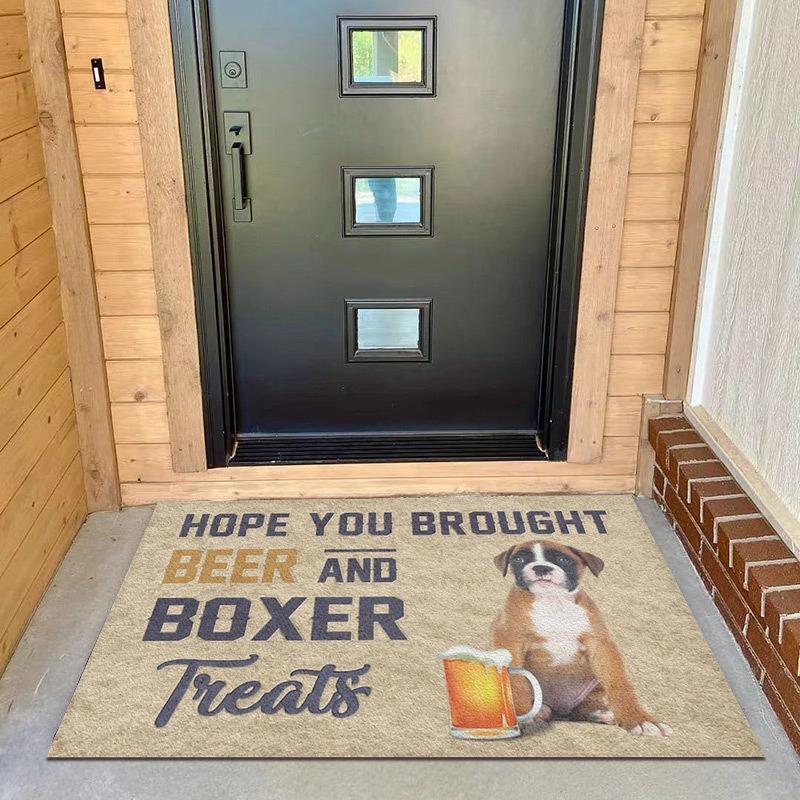 Pet Themed Door Mat With Dog Funny Text And Beverage Designs Adorable Printed Mat Non Slip Floor Mat For Entryway Doorstep