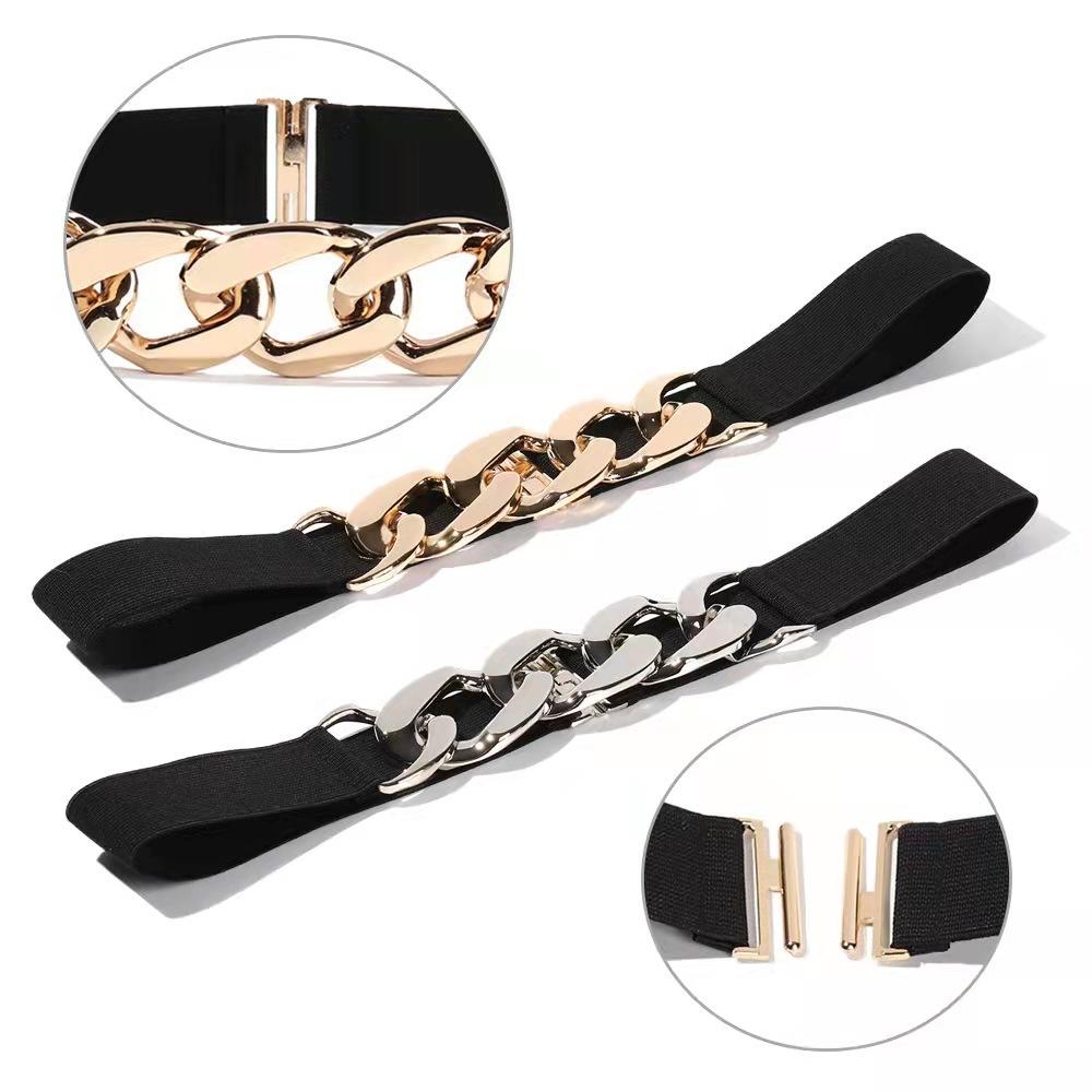 Women's Corset New Metal Chain Belt Elastic Elastic Versatile Suit Coat Belt Women