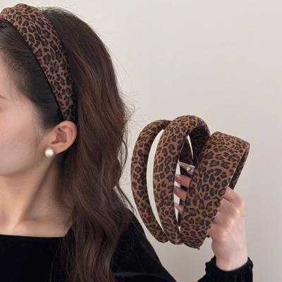 Fall Vintage Leopard Print Hairband Velvet Sponge Headband Hairpin for Holding Hair In Place