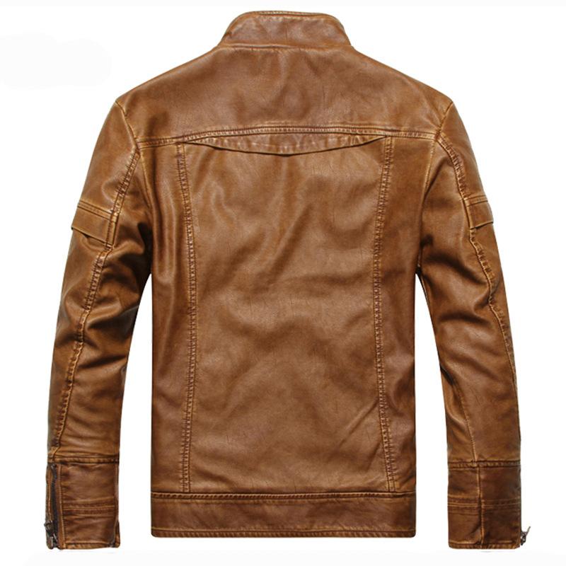Leather Jacket Men's Leather Jacket Fashion Slim Men's Motorcycle PU Leather Jacket Plus Velvet Leather Jacket