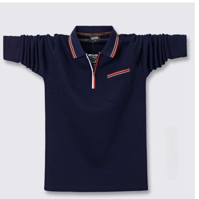 New Loose Plus Zipper Men's Business Moisture Wicking Casual-Long Sleeve Lapel T Shirt Lightweight Soft Wrinkle Free Breathable Cotton Polo Shirt
