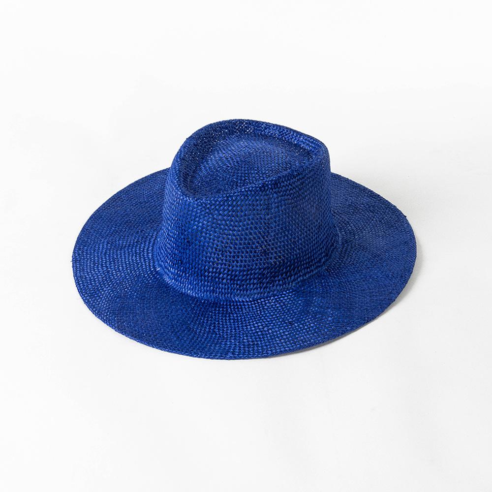Spring and Summer New Fashionable Simple Light Body Dyed Sisal Wide Brim Jazz Straw Hat Outdoor Shopping Sunshade Sunscreen Hat