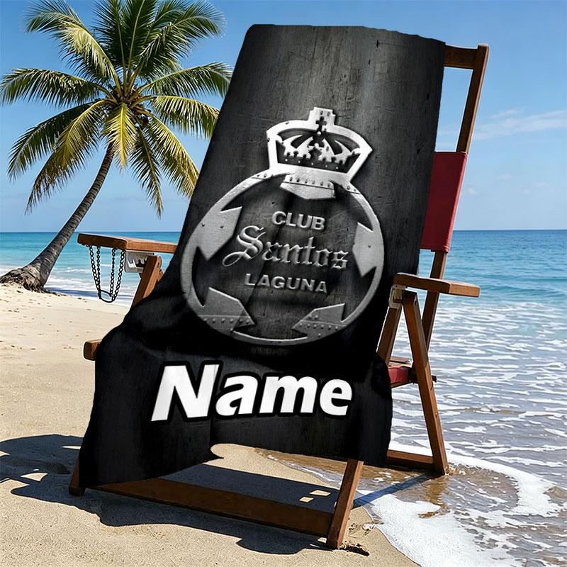 Custom Name Personalized Club Santos Laguna Print Beach Towel, for Trip Camping Beach Party Home Decor, Birthday Gift for Family & Friends