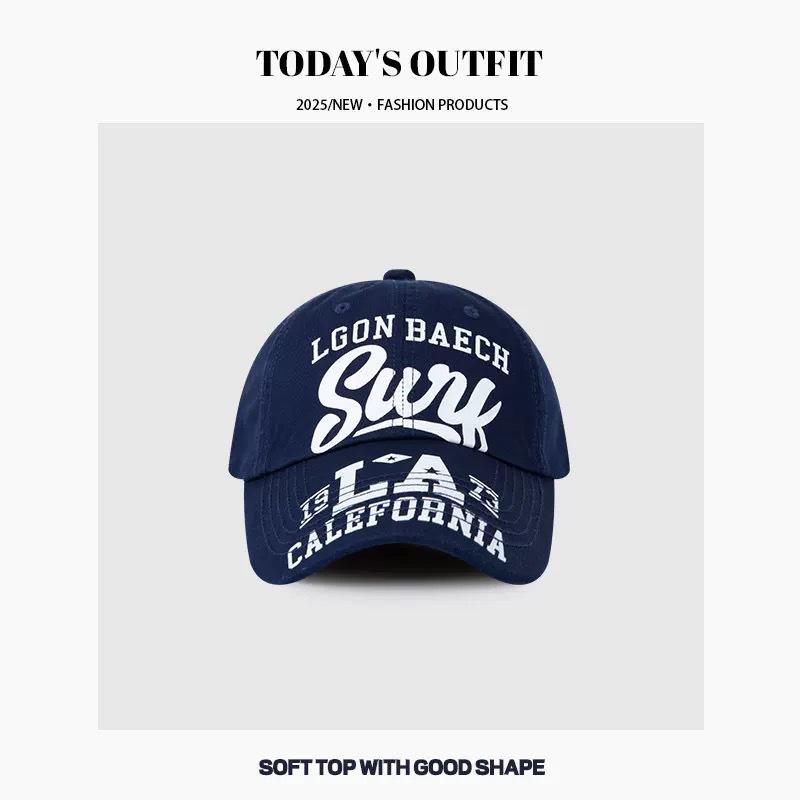 New American Print Letter Baseball Hat Men and Women Retro Wide Brim Sun Protection Hip Hop Casual Baseball Cap