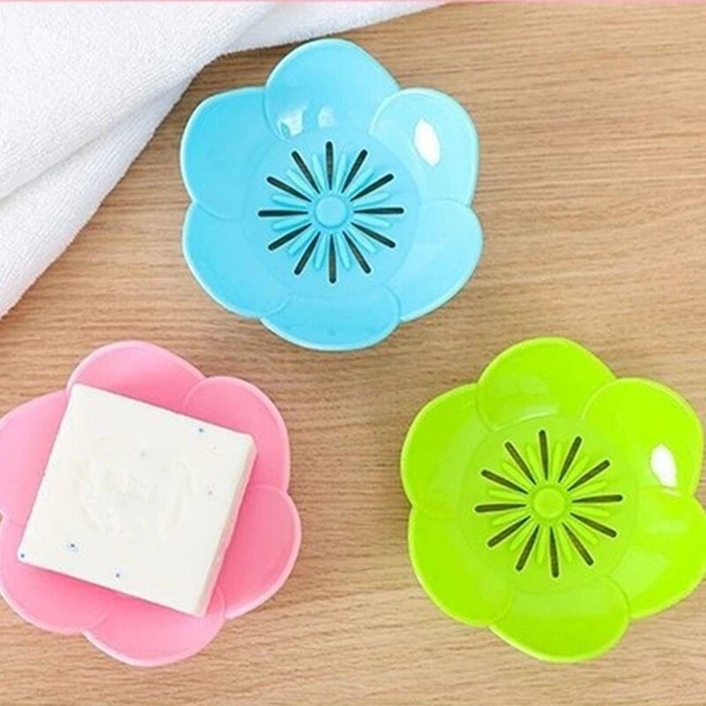 Flower Shape Double Layer Soap Holder Wall Mounted Water Draining Soap Dish Towel Hook