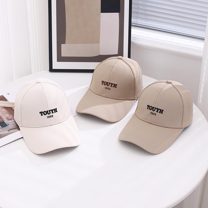 Deep Top Lengthened Along Embroidered Letters Baseball Cap Women'S Spring And Summer Versatile Face Small Wide Brim Peaked Cap Men