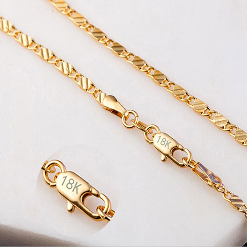

925 Sterling Silver 16/18/20/22/24 Inch 2mm Gold Charm Chain Necklace For Women Man Wedding Fashion Jewelry 40cm 16inches