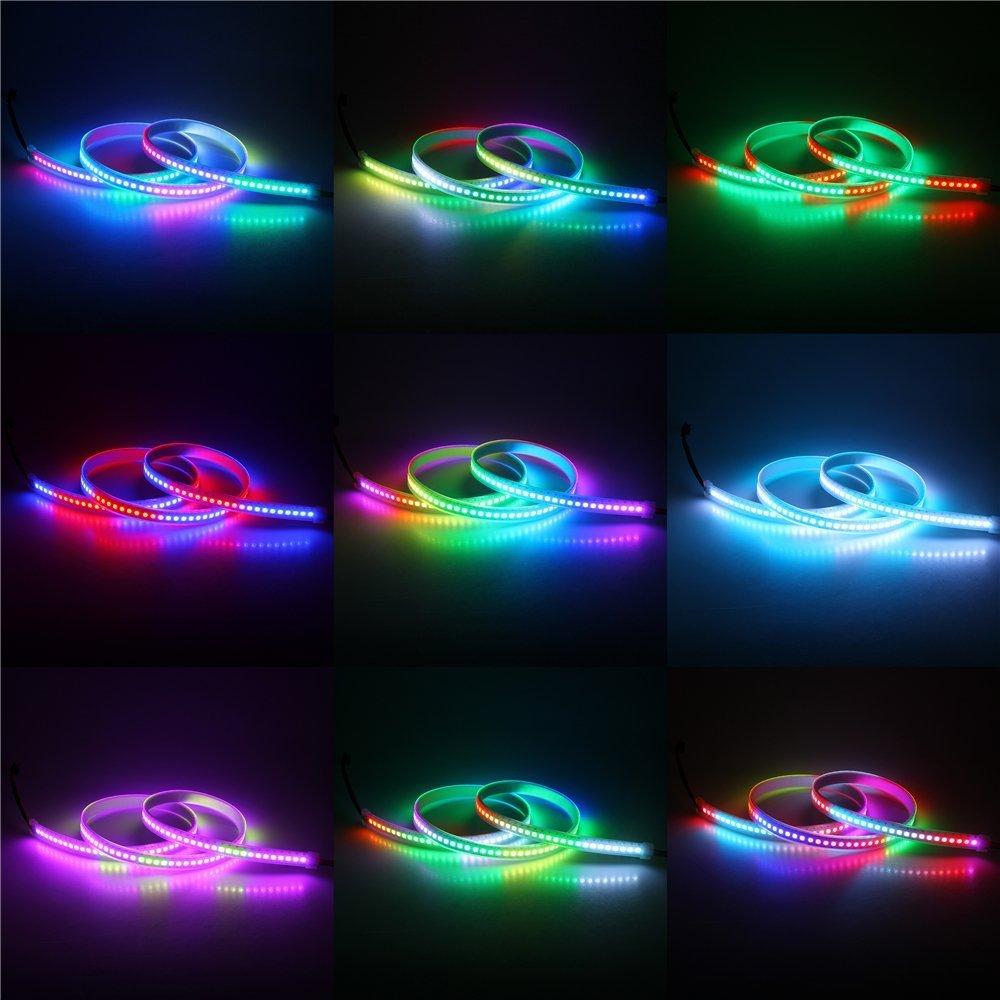 ALITOVE LED-Streifenlicht WS2812B Adressierbarer LED-Streifen Beleuchtungslicht 5050 RGB SMD 1m 144 Pixel Traumfarbe Nicht wasserdicht Weißes PCB DC 5V