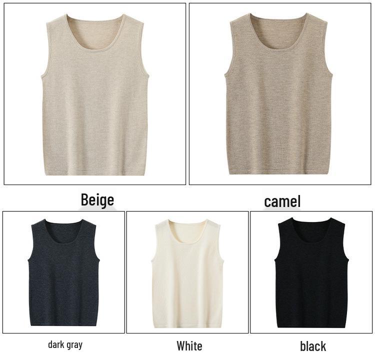Women's Slim Fit Knitted Wool Vest - Soft Sleeveless Crew Neck for Spring & Autumn Layering