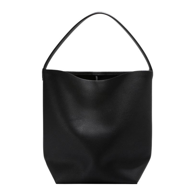 Large Capacity Bucket Bag, Genuine Leather Women's 2025 New Tote Bag, Cowhide Simple Casual Bag, Underarm Shoulder Big Bag