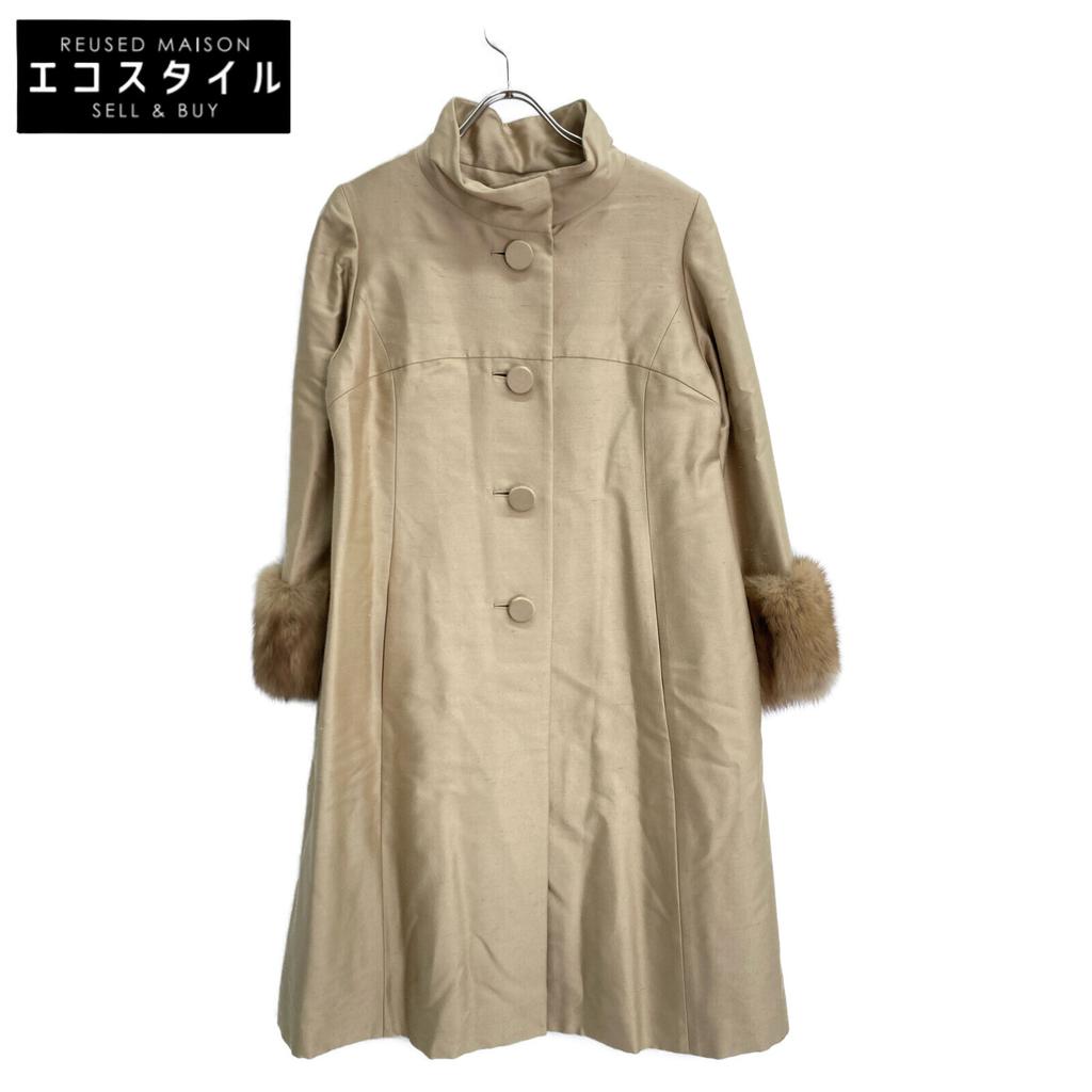 FOXEY BOUTIQUE Beige 24671 Silk/Wool Russian Sable Padded Long Coat Coat 40 beigeUsed