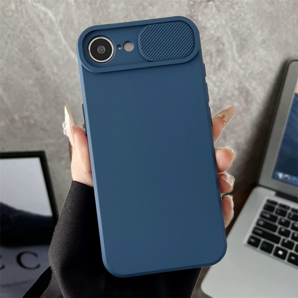 Soft Silicone Slide Camera Protection Case for iPhone 16 16E 15 14 13 12 11 Pro Max Plus X XS XR SE4 Mini TPU Shockproof Cover
