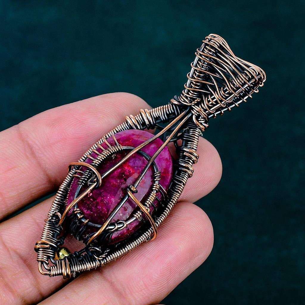 Faceted Kashmir Ruby Pendant Handmade Elegant Jewelry Copper Wire Wrapped Jewelry Real Gemstone Pendant Tree of Life Jewelry Gift for Him