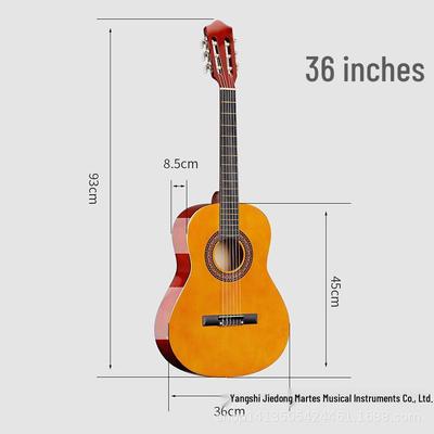 36-Inch Classical Wooden Guitar, All-Linden, Bright Finish, Round Corners