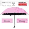 Women's Dual-Use UV Protection Umbrella: Water-Activated Blooming Design, Manual, Sun & Rain Parasol, Black Glue, Large Size.