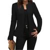 Women's Fashionable Solid Color Round Neck Long Sleeved Button Cardigan Jacket