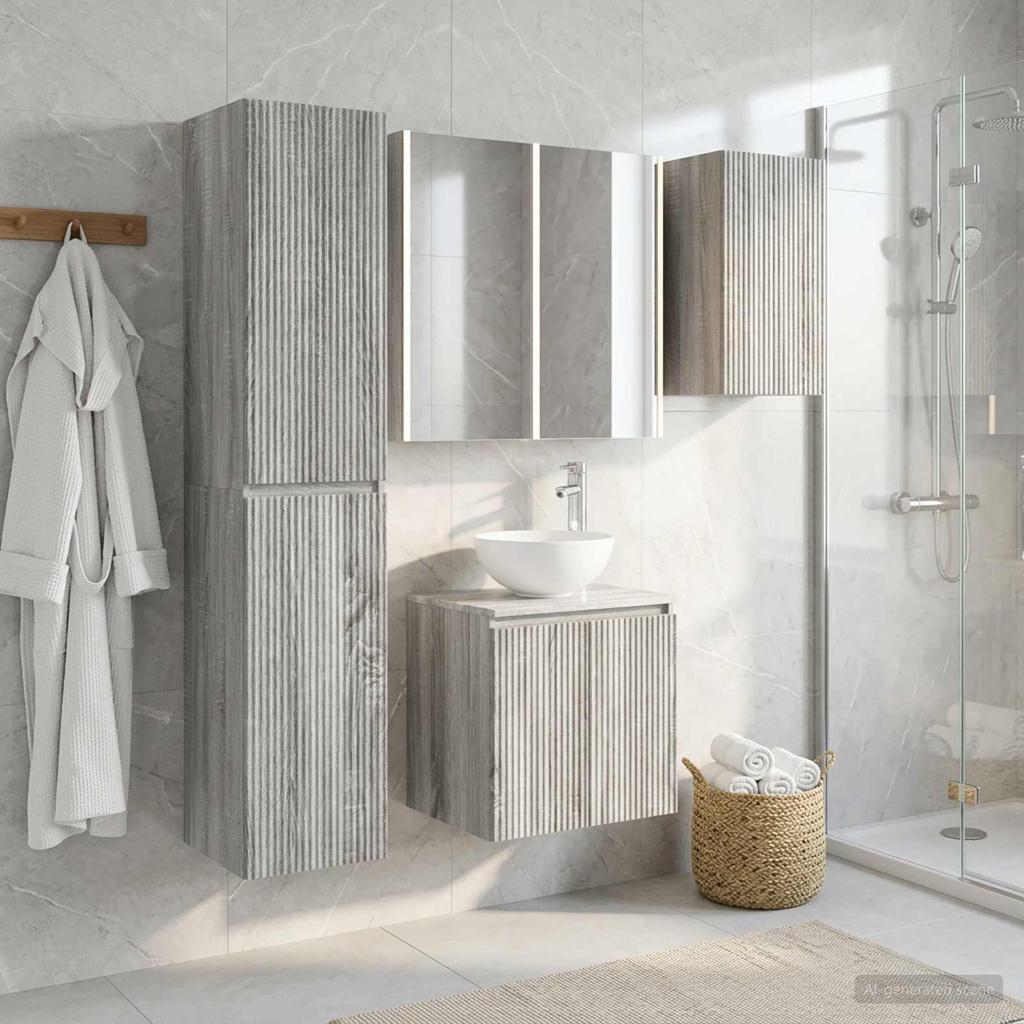 Bathroom Cabinet Set 5 pcs Grey Sonoma 53 x 15.5 x 70 cm