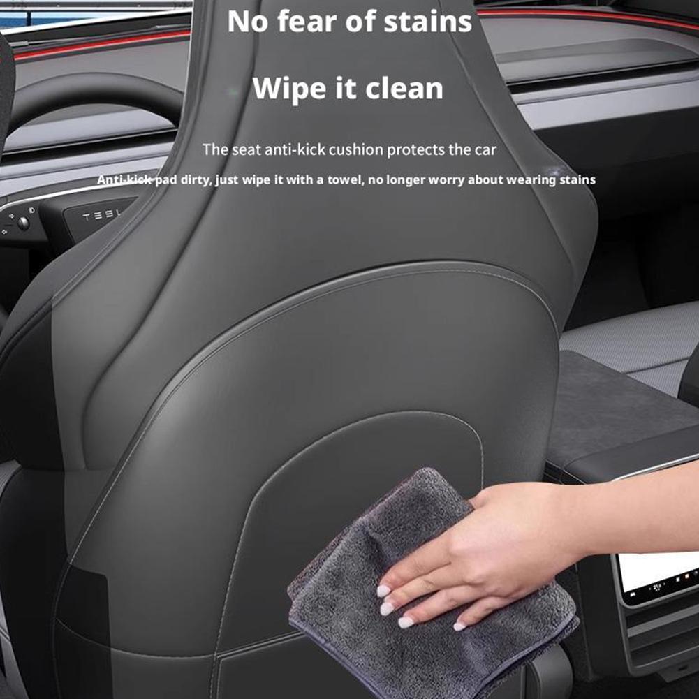 2pc Car Seatback Protector For Tesla Juniper 2025 Seat Anti-kick Pad Child Anti-Kick Mats Black Leather Interior Accessories