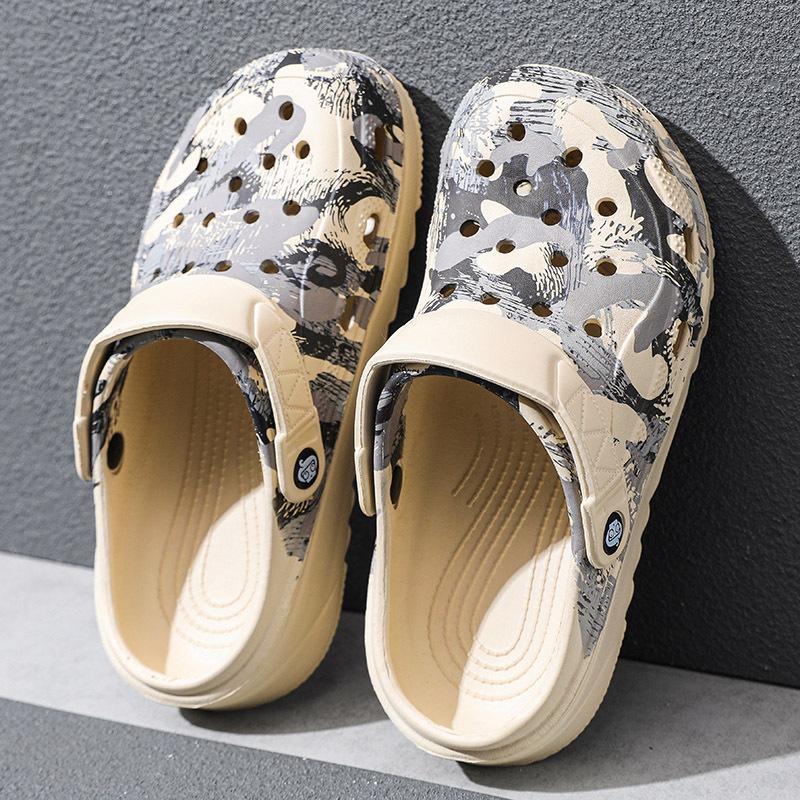 

Тапочки большого размера мужские сандалии уличные дырочные туфли уличные сандалии домашние полушлепки тренд пляж 44 хаки