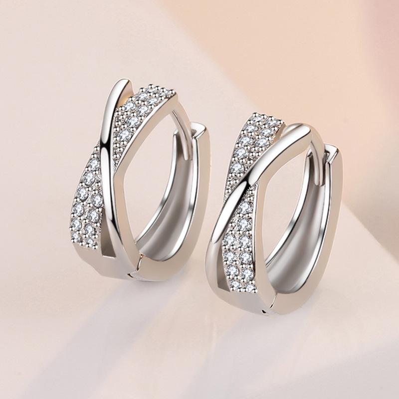 Earrings 925 Sterling Silver Classic Shining Circle Hoop Earrings For Women Fine Jewelry Silver