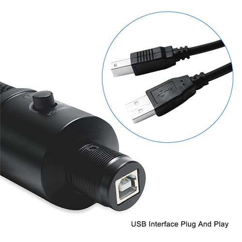 Censreal Condenser Microphone BM-U750 Unidirectional USB Microphone Volume Adjustment Noise Suppression Clamp Arm Style Black