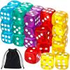 10/30PCS 14mm Colorful Transparent Dice with Velvet Bag Board Game Dice for Bar Tabletop RPG D&D Party Games Rounded Edge TMZ