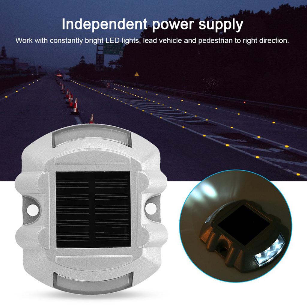 2pcs 6 LED Solar Road Stud Lights Ground Garden Lawn Deck Pathway Outdoor Waterproof Lamps