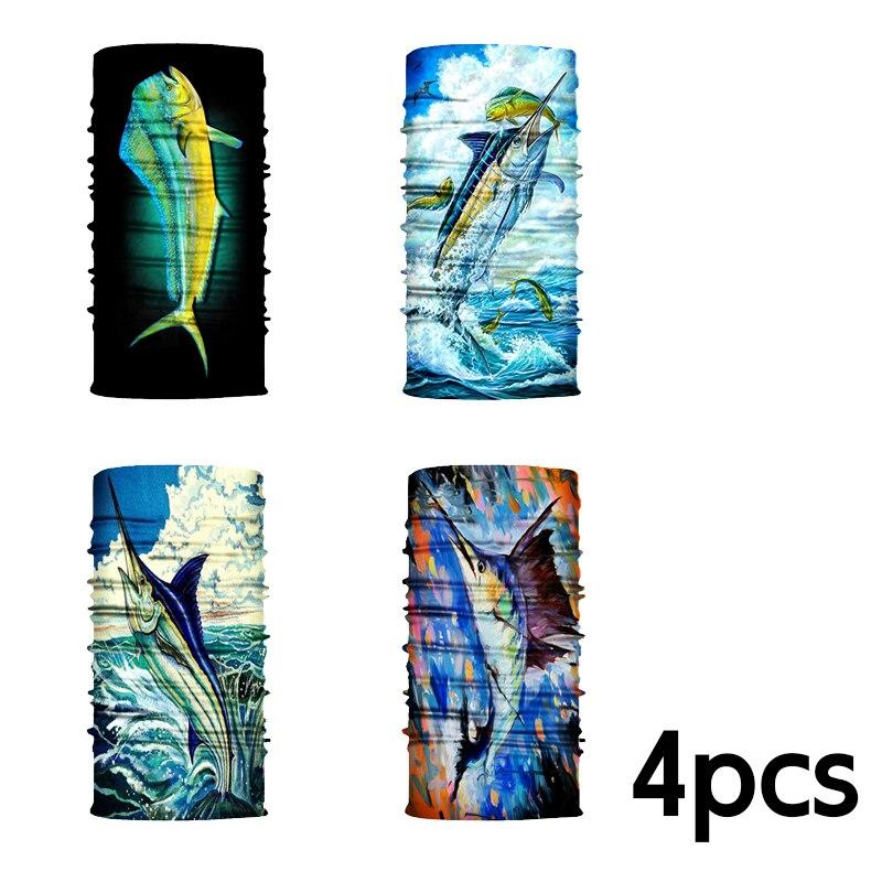 

Seamless Scarfs 4PCS Fishing Sunscreen Face Masks UV Protection Windproof Breathable Neck Tubes Magic Bandana Buffs For Cycling
