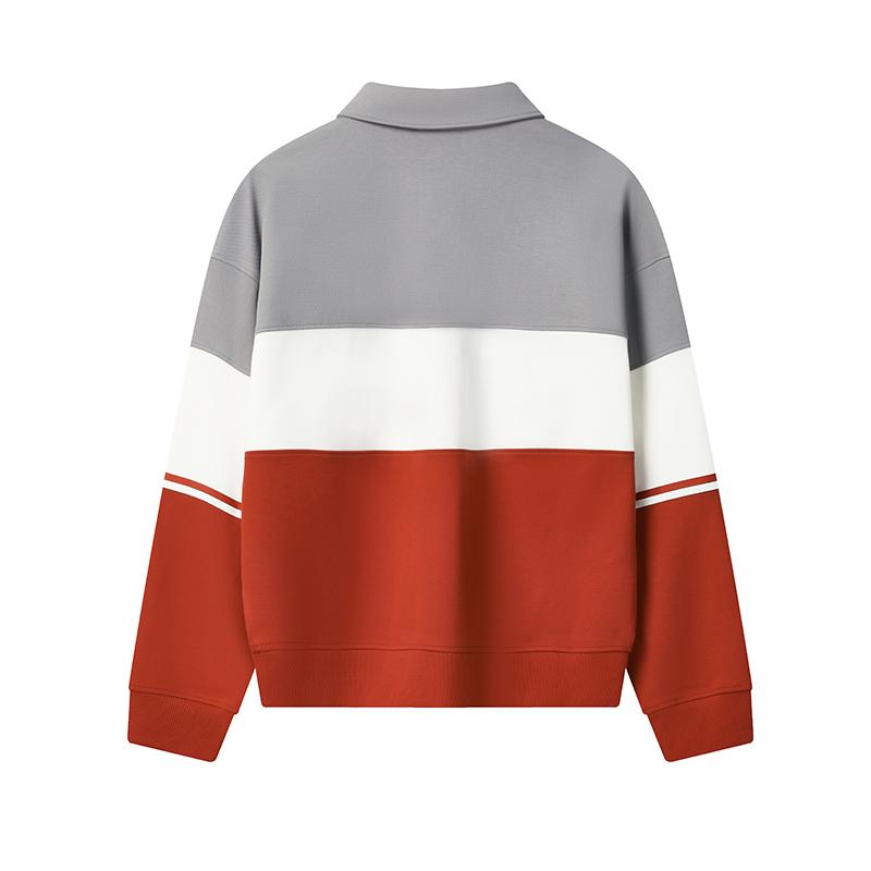 Fila Original Fashion Trend Multicolor Splicing Cotton Durable Loose Knit Long Sleeve Polo Shirt Men Polo Shirts Elegant-Gray F11M549209FGY