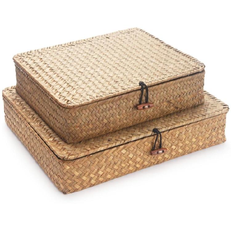 

Two Traditional Handmade Willow Bins With Top Kid Toy Organizers Suitable For Bedroom Living Room Storage 1