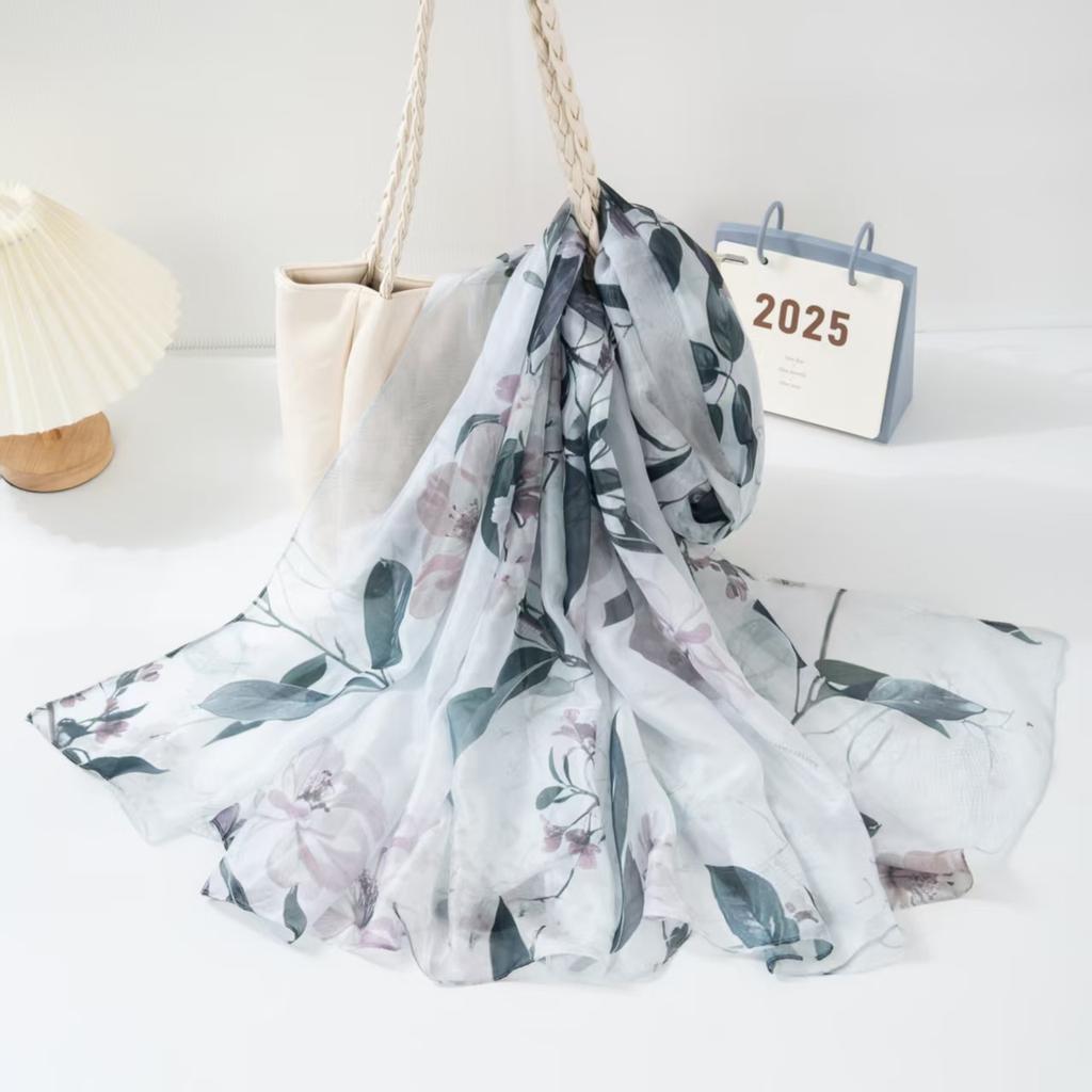 New Silk Scarf Female Fashion Beach Pashmina Bufanda Folral Women Shawl Wraps Bandana Ladies Scarves Large Foulard big Echarpe