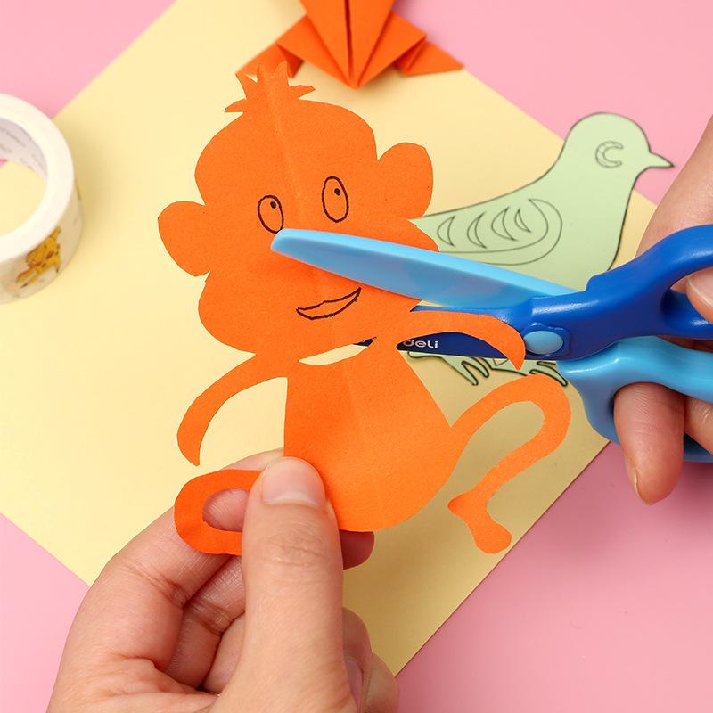 Deli 6067 All-Plastic Scissors for Children's DIY Paper Cutting